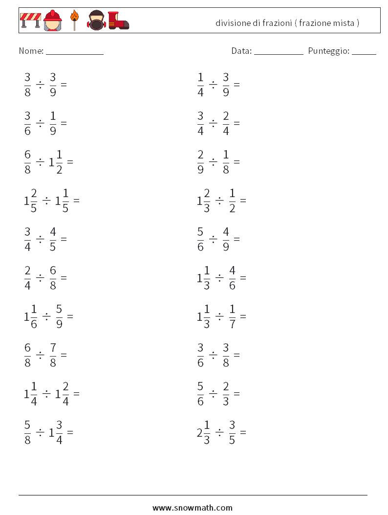 (20) divisione di frazioni ( frazione mista )