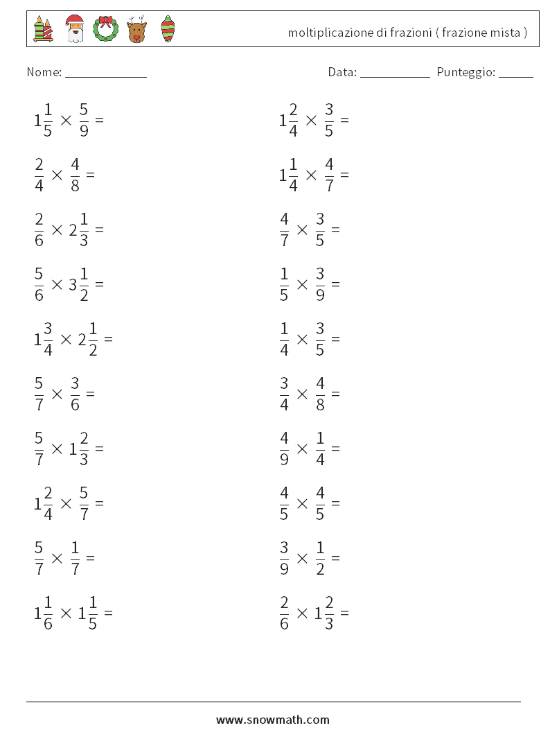 (20) moltiplicazione di frazioni ( frazione mista )