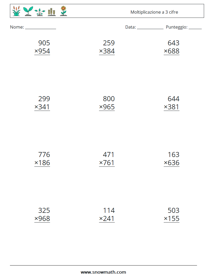 (12) Moltiplicazione a 3 cifre