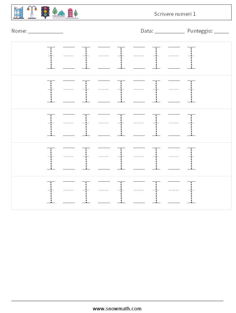 Scrivere numeri 1 Fogli di lavoro di matematica 22