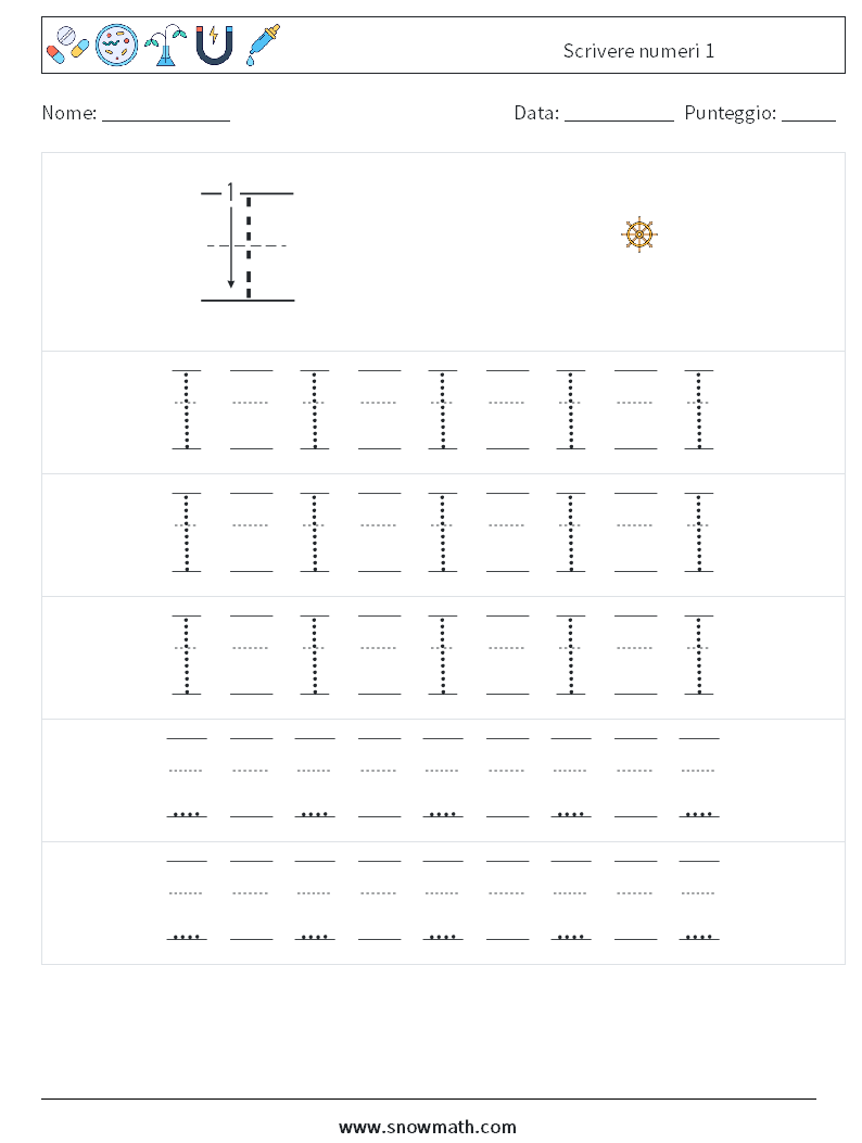 Scrivere numeri 1 Fogli di lavoro di matematica 23