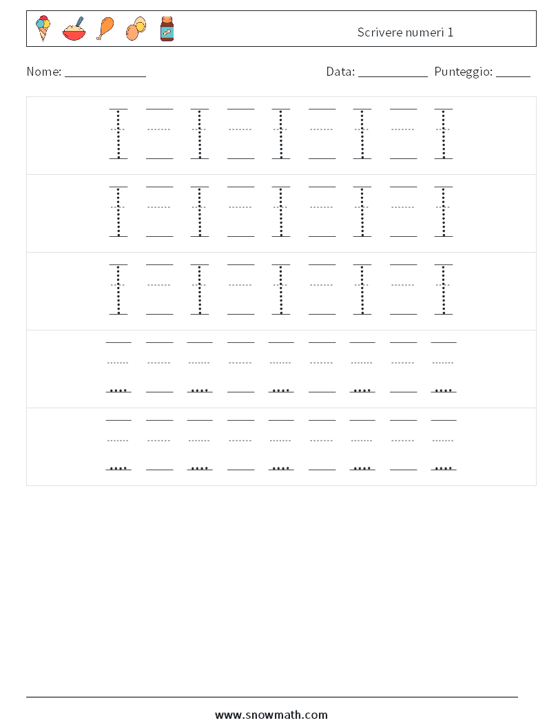 Scrivere numeri 1 Fogli di lavoro di matematica 24