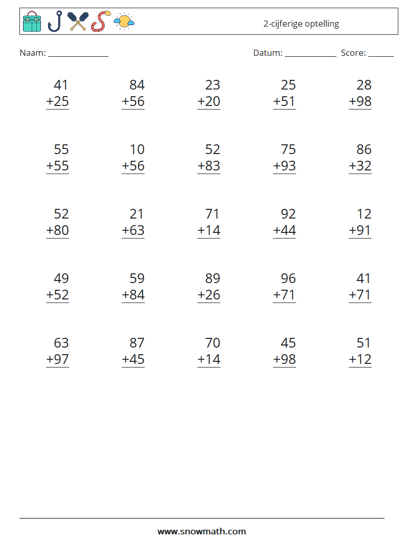 (25) 2-cijferige optelling