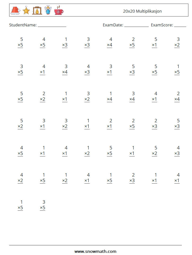 (50) 20x20 Multiplikasjon MathWorksheets 15