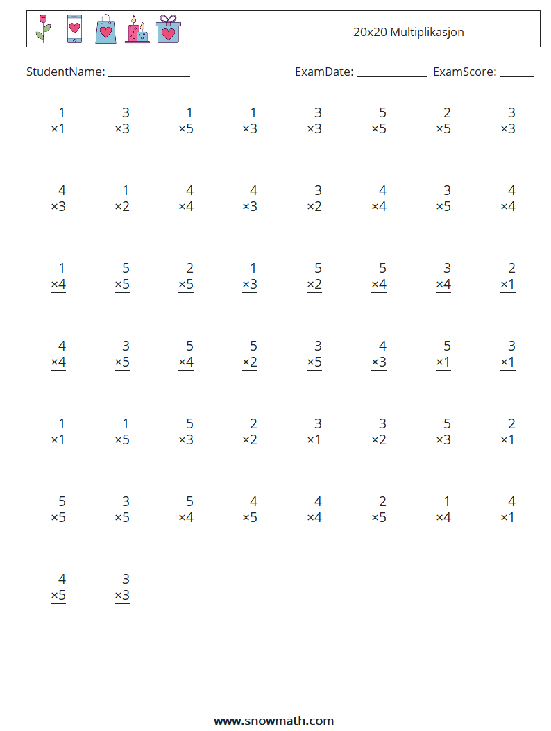 (50) 20x20 Multiplikasjon MathWorksheets 17