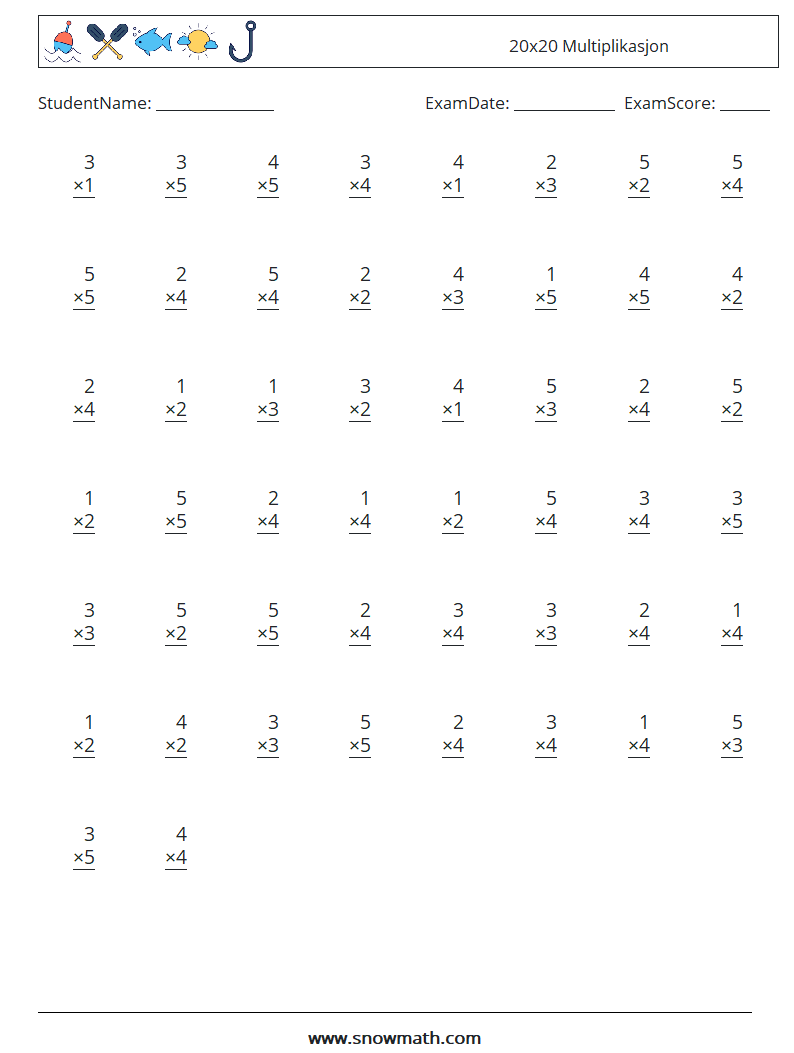 (50) 20x20 Multiplikasjon MathWorksheets 18