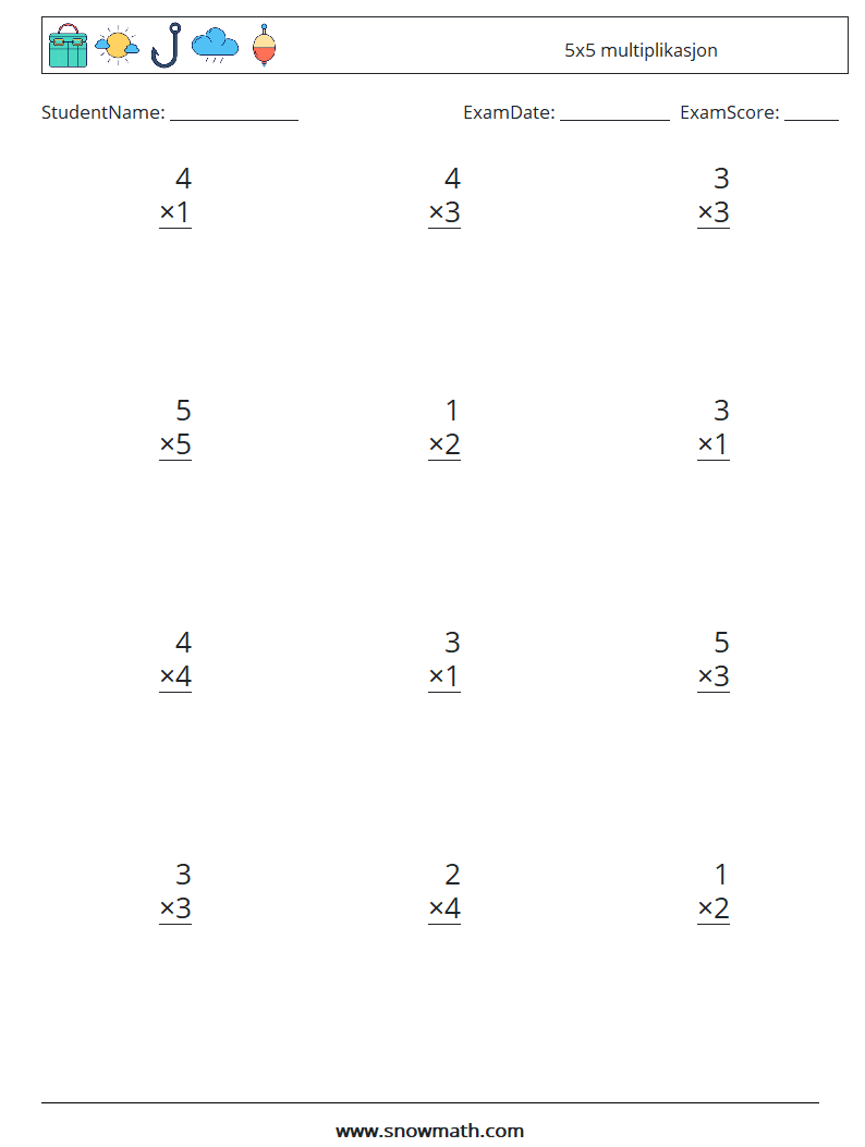 (12) 5x5 multiplikasjon