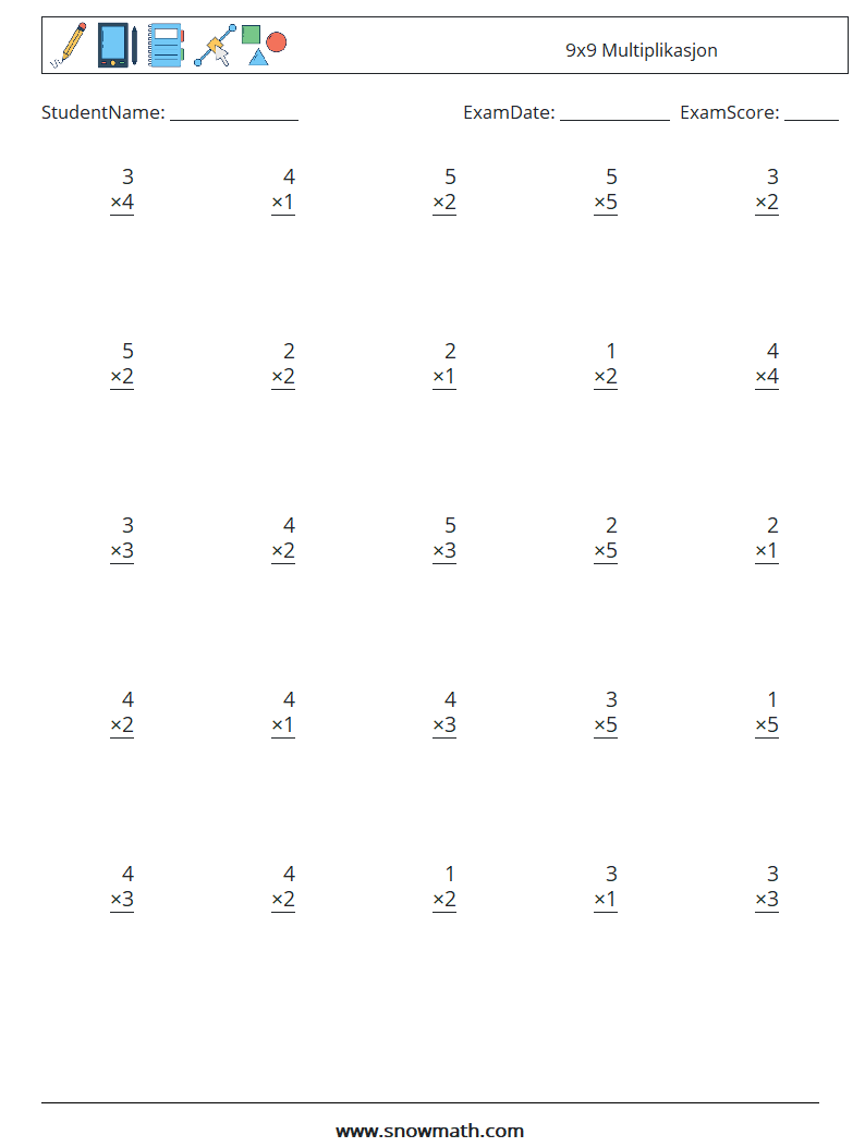 (25) 9x9 Multiplikasjon