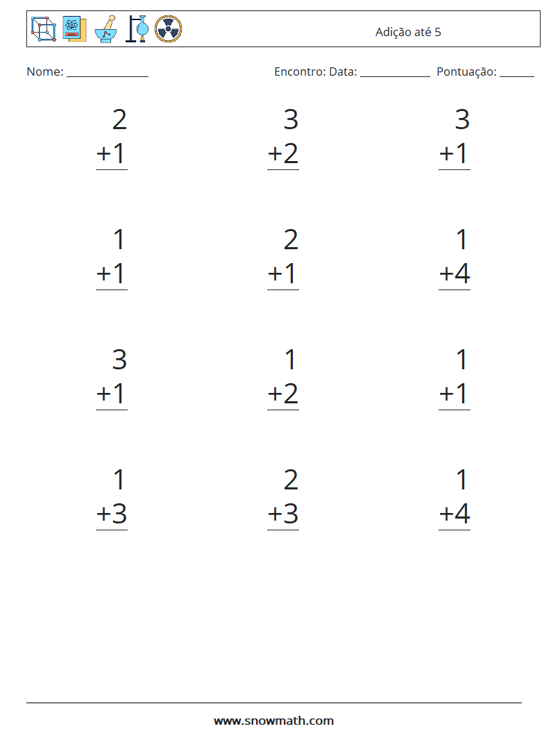 (12) Adição até 5 planilhas matemáticas 3