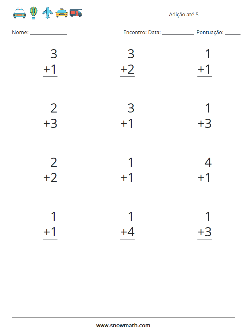 (12) Adição até 5 planilhas matemáticas 4