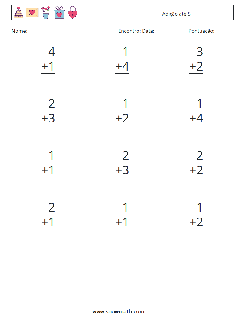 (12) Adição até 5 planilhas matemáticas 5