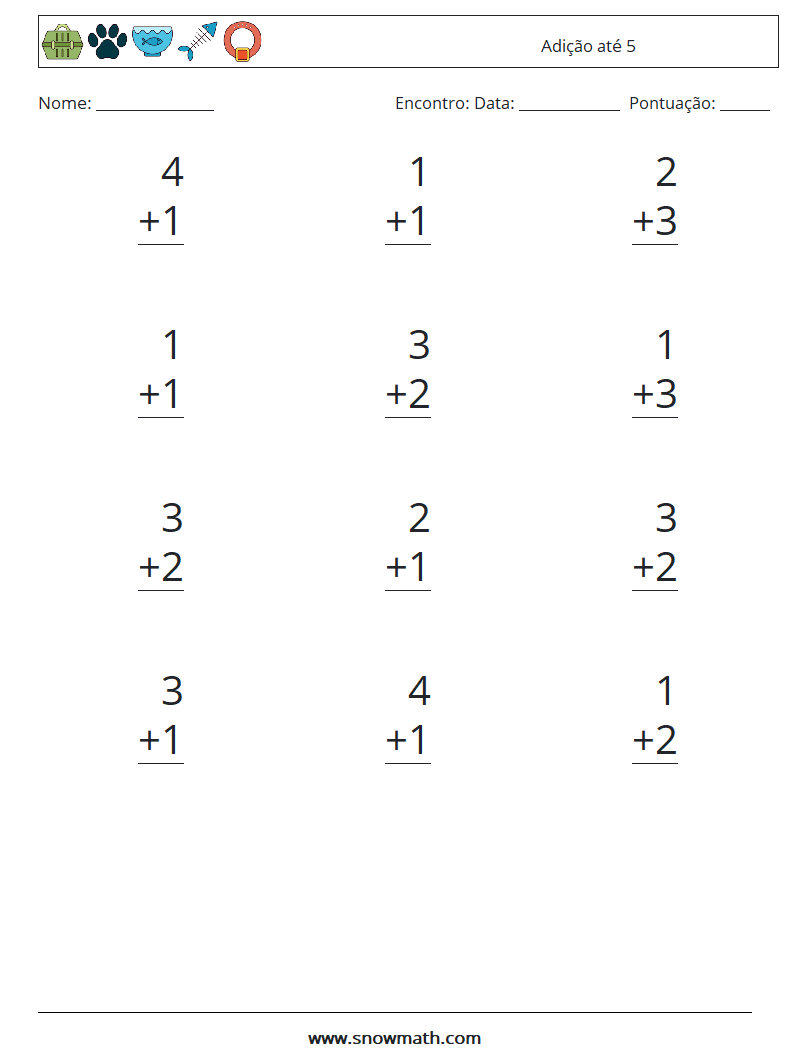(12) Adição até 5 planilhas matemáticas 9