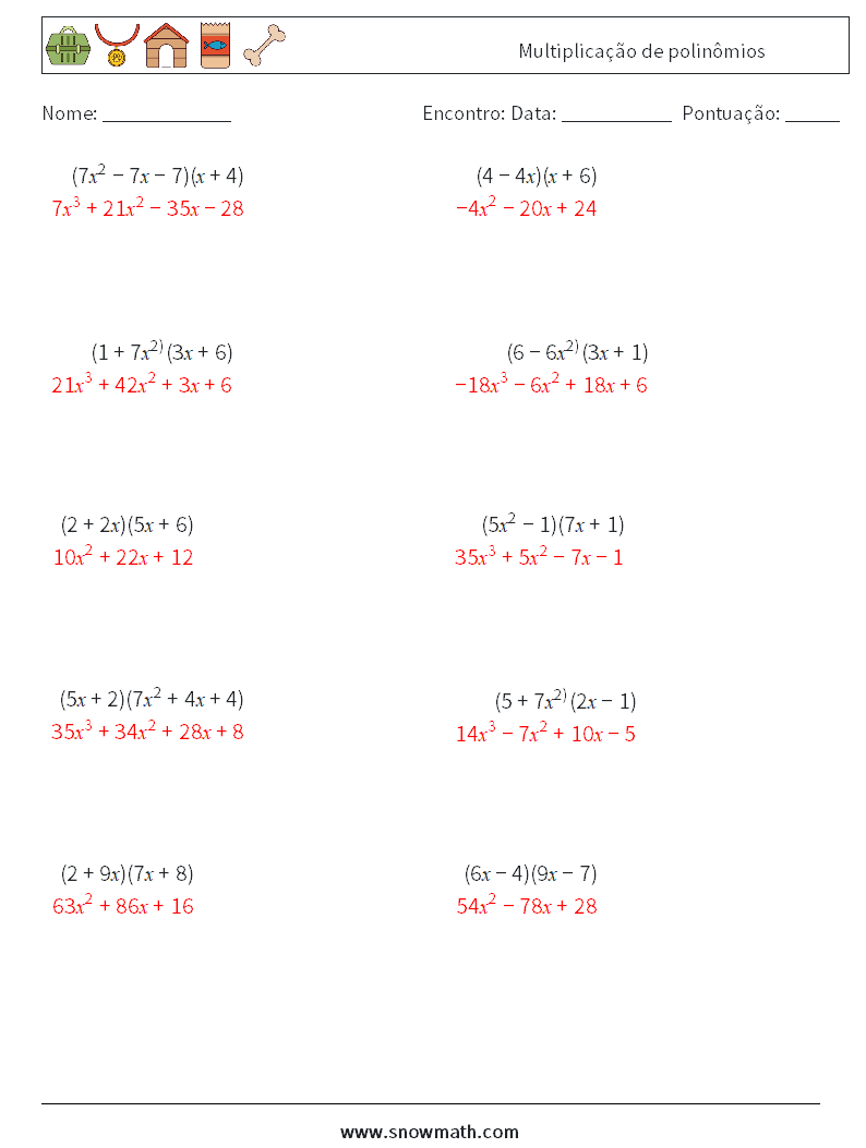 Multiplicação de polinômios planilhas matemáticas 3 Pergunta, Resposta