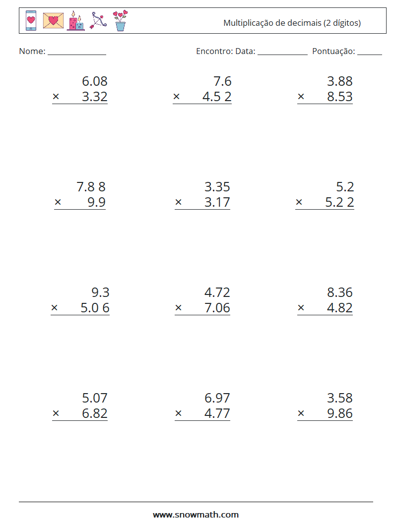 (12) Multiplicação de decimais (2 dígitos)