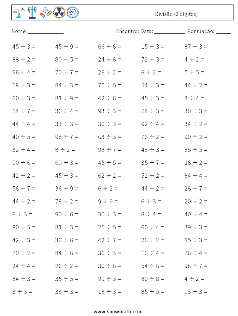 (100) Divisão (2 dígitos) planilhas matemáticas 8