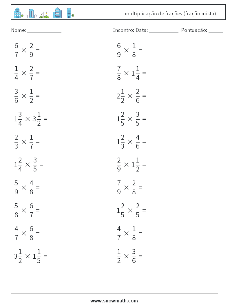 (20) multiplicação de frações (fração mista)