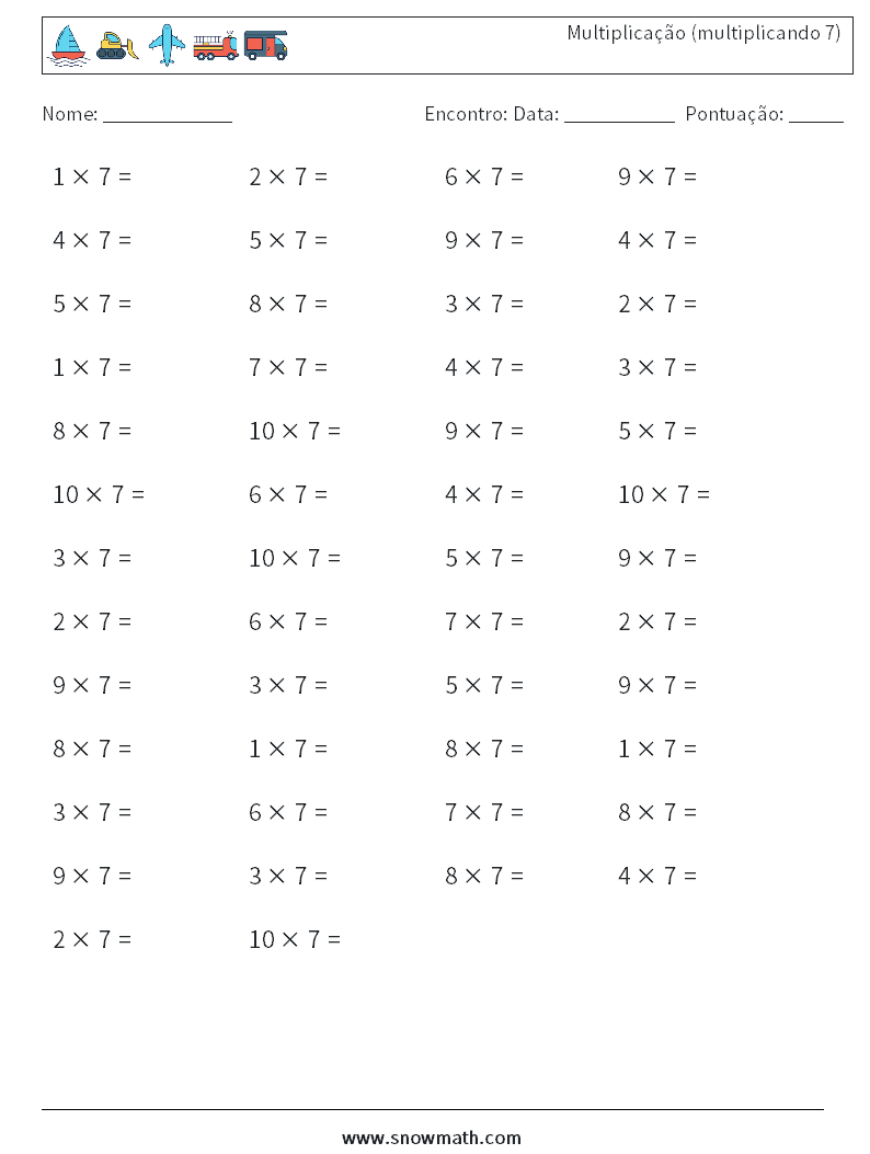 (50) Multiplicação (multiplicando 7)