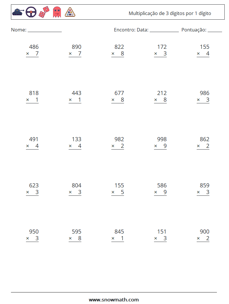 Gerador de Testes de Matemática Com Contas de Multiplicação