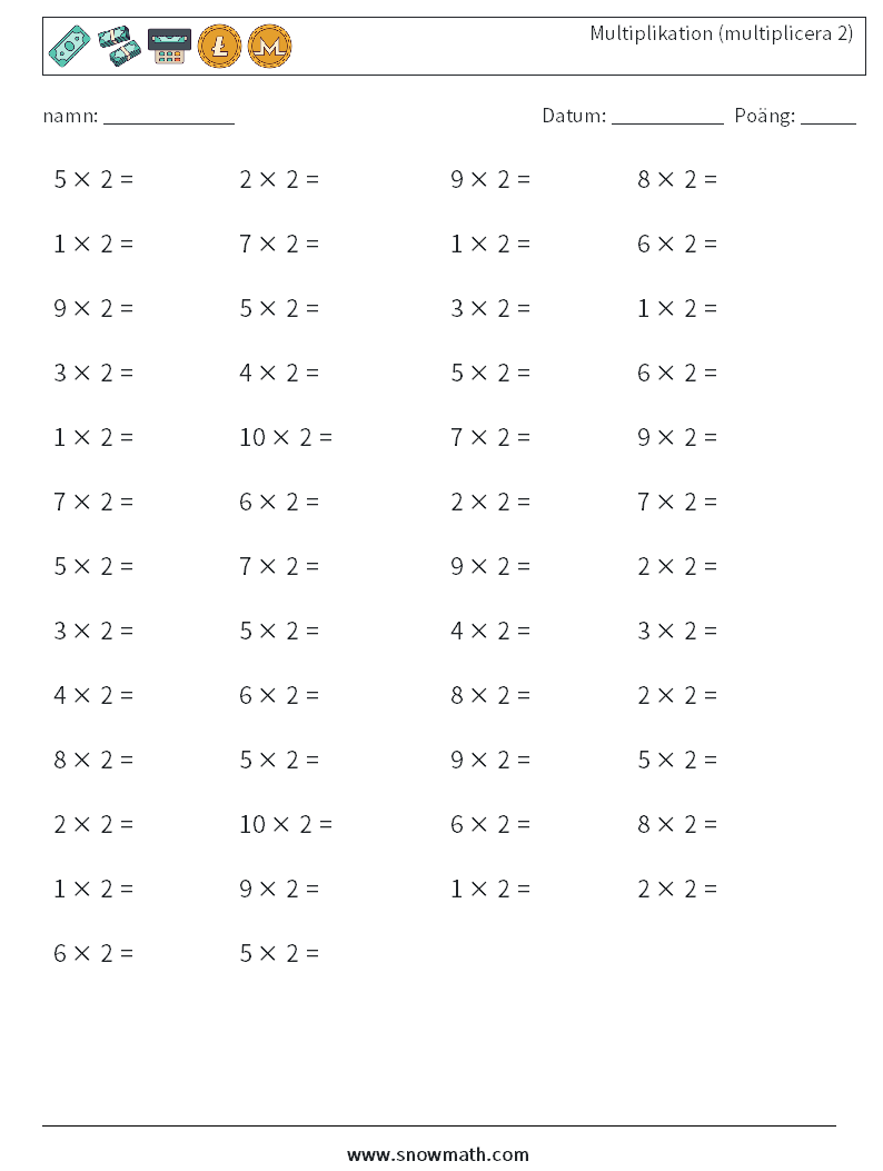 (50) Multiplikation (multiplicera 2)