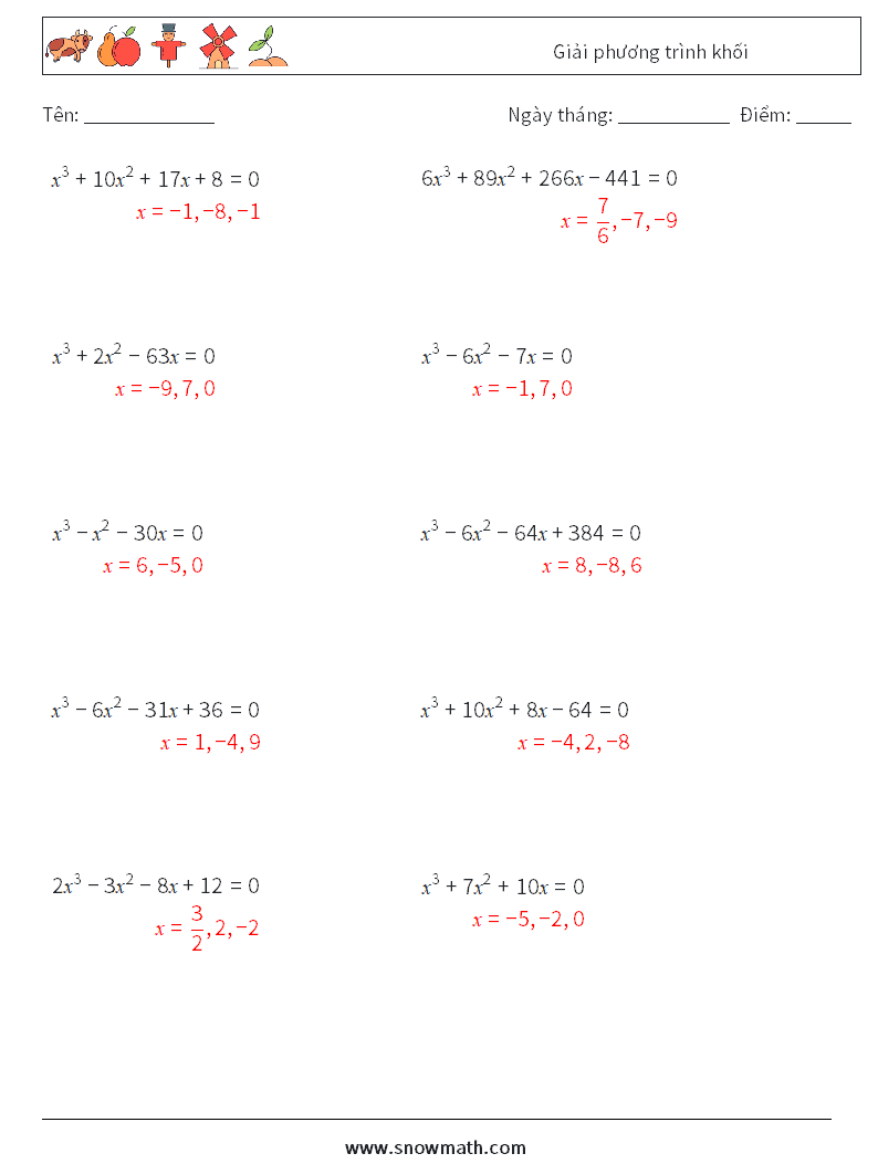 Giải phương trình khối Bảng tính toán học 8 Câu hỏi, câu trả lời