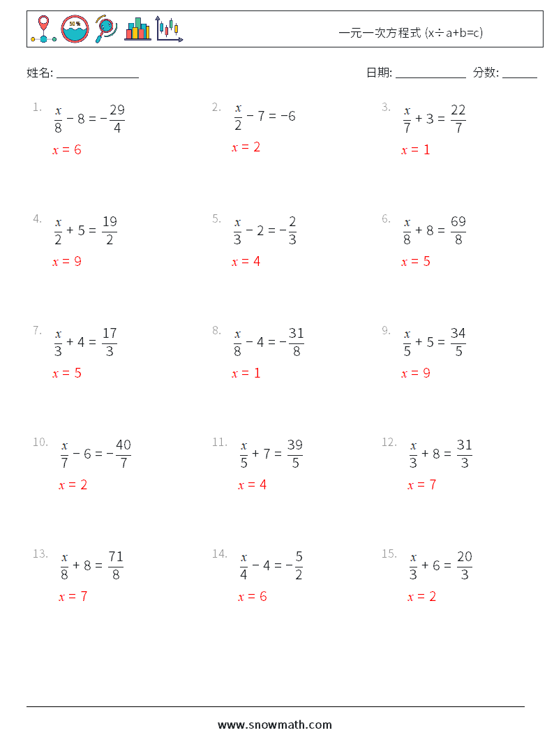 一元一次方程式 X A B C 数学练习题8儿童数学练习国小国中数学练习题题库下载列印 教学学习解答