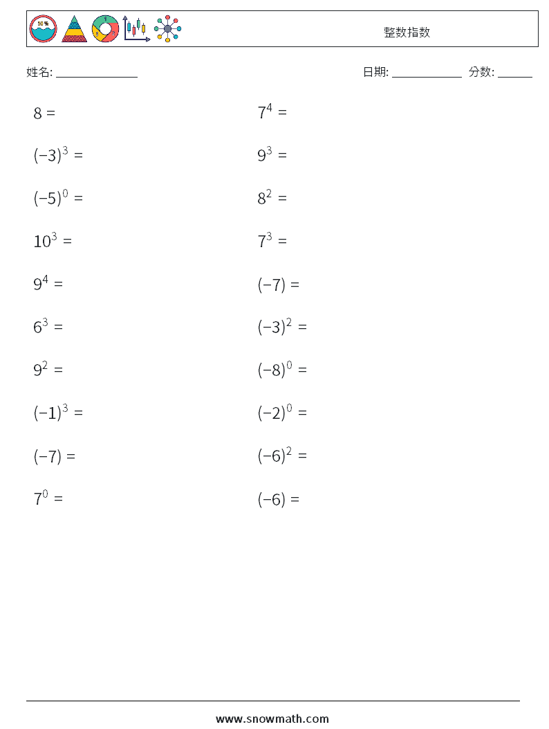 整数指数 数学练习题 5