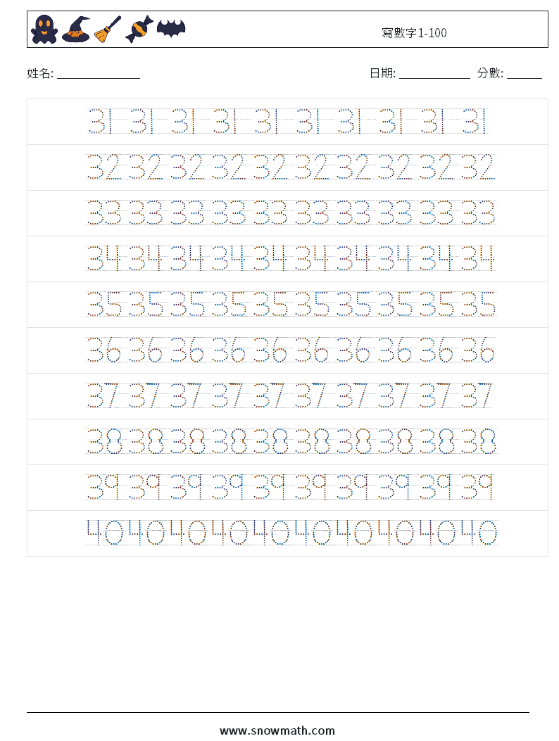 寫數字1-100 兒童數學練習國小國中數學練習題題庫下載列印、教學學習解答
